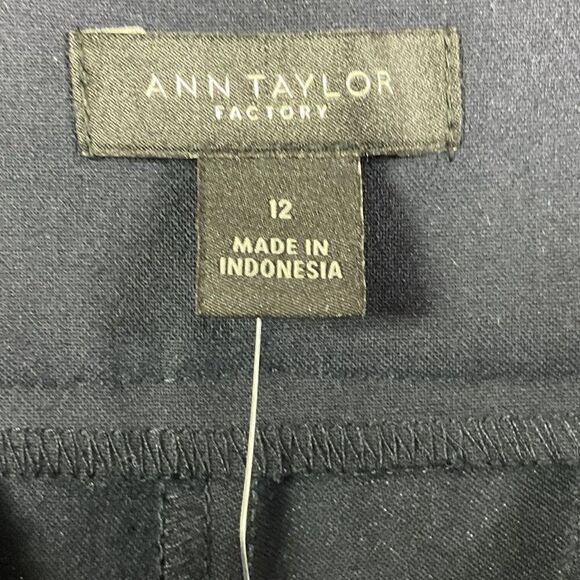 Ann Taylor Factory Mid Rise Full Length Trouser Pants, Navy Blue, size 12, NWT - Picture 8 of 13
